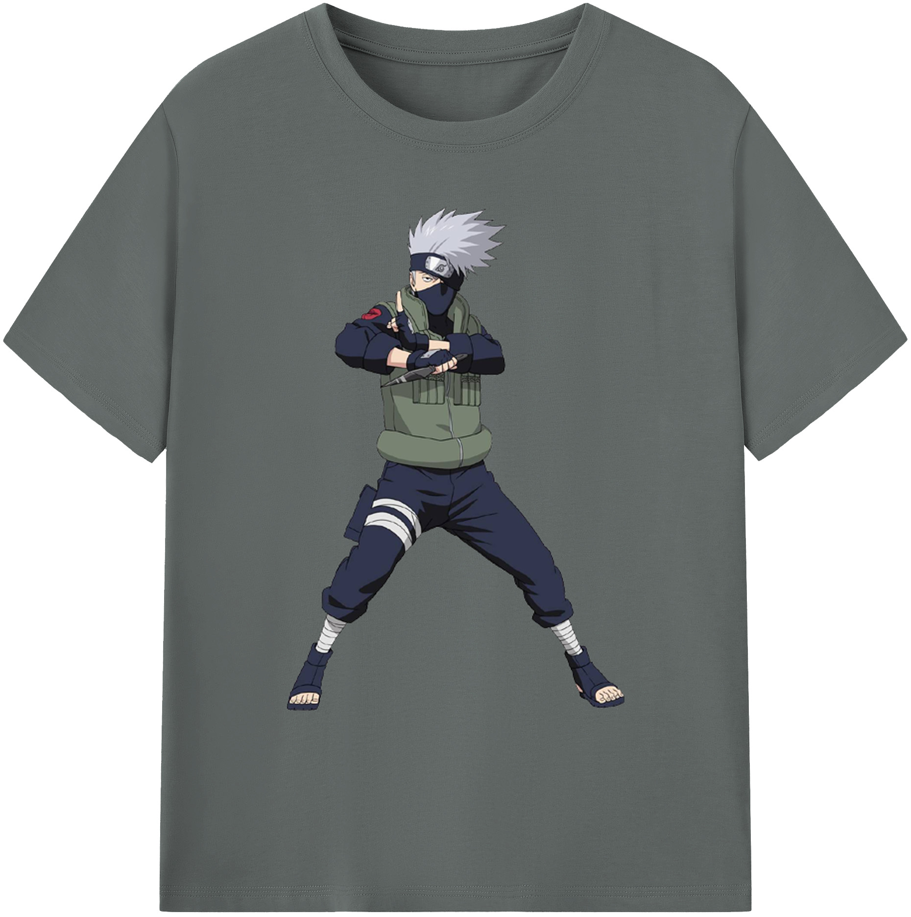 （画像用） NARUTO -ナルト- はたけ カカシ Hatake Kakashi 綿100％ メンズ半袖Tシャツ｜肌触りやわらか＆通気性